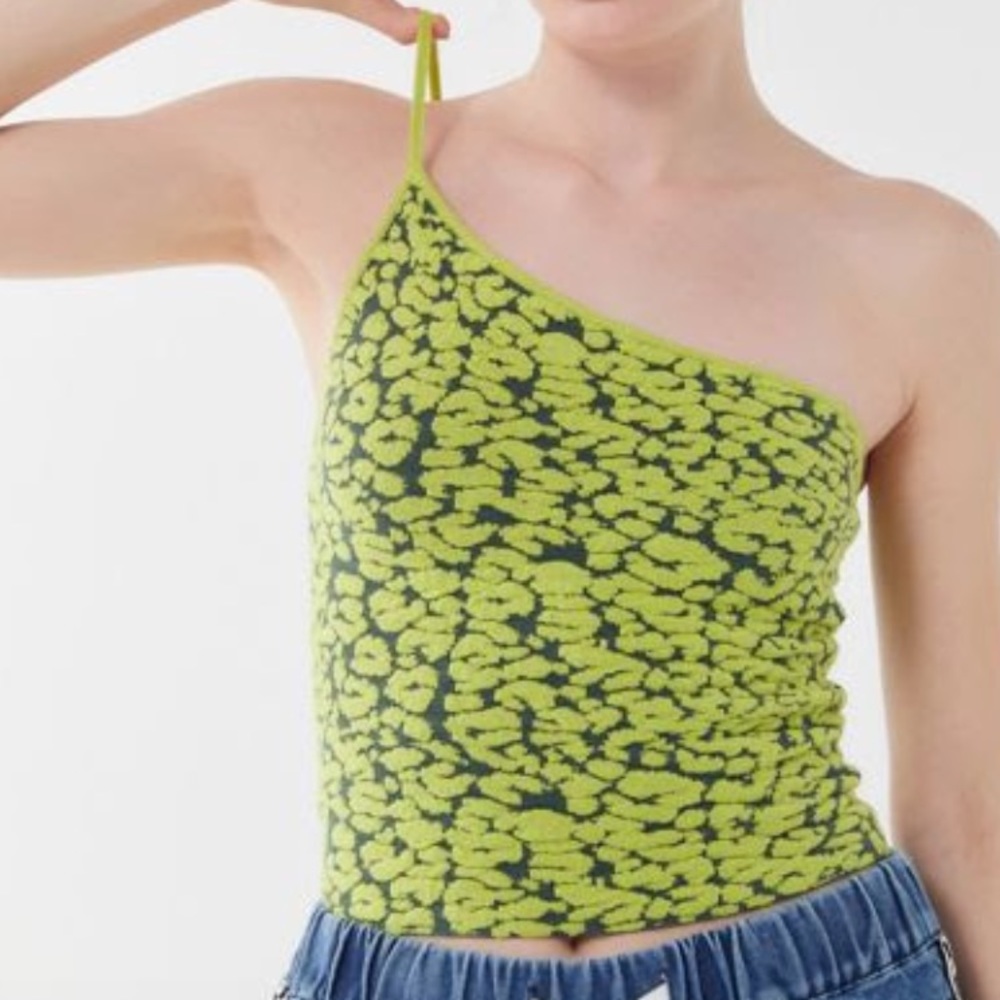 Cheetah textured one shoulder cami. Discontinued